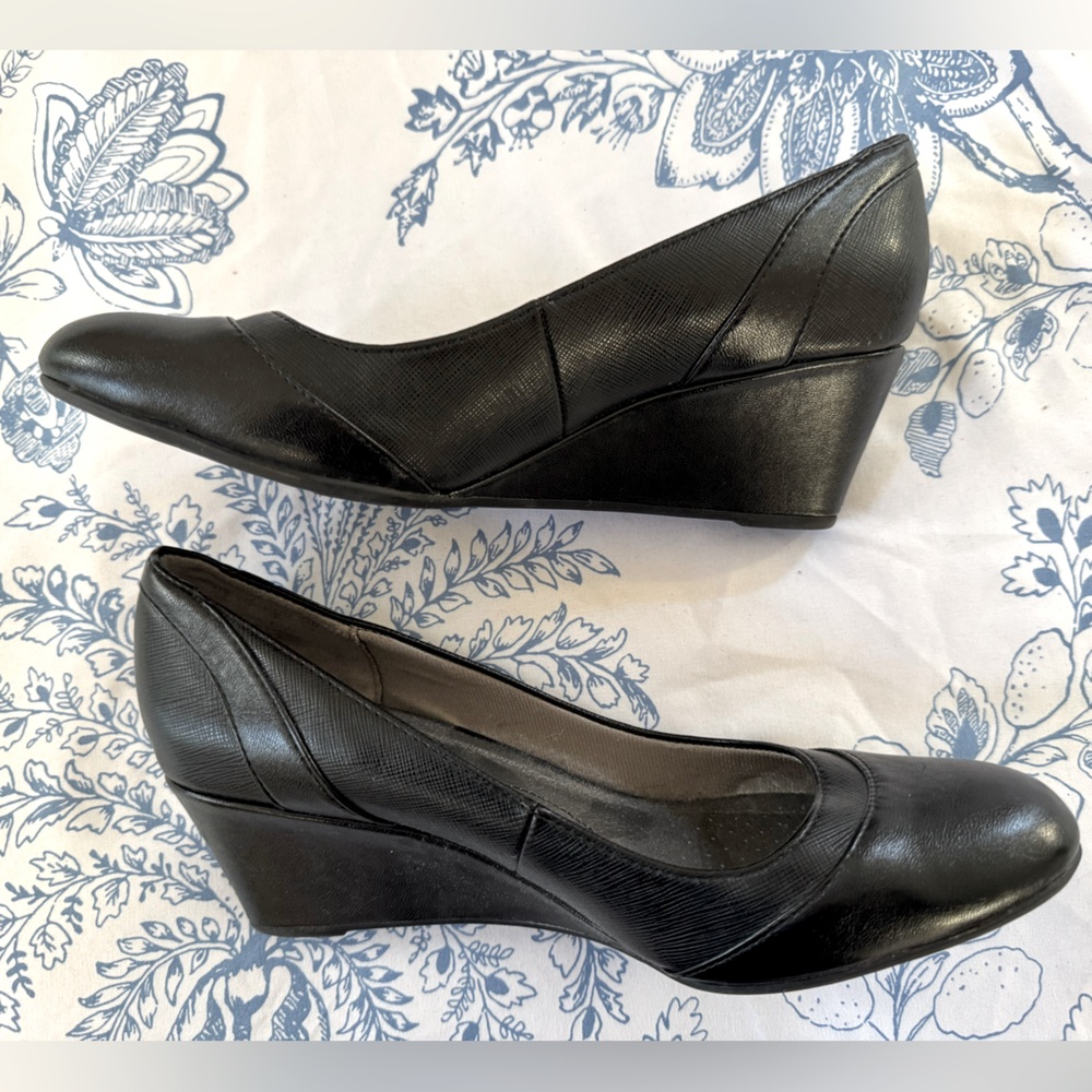LifeStride Women's Dreams Pump, wedge block heel, black, size 9N narrow